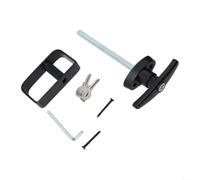 T-Handle Lock Set for Shed Doors with 2 Keys - Black for surface Mounted Rim Lock for Barn Gate Outbuilding - Zinc Alloy Heavy Duty Security Latch 5-1/2" Stem