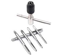 T Handle Tap Wrench Set, M3-M8 High-Speed Steel Hand Thread Taps, Hand Machine Ratcheting Screw T-Shaped Tapping Thread for Engine Repair, Car Assembly, Mechanical Engineering (6ps)