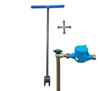 T-Handle Valve Spanner - 17 Inch Water Meter Key | Heavy Duty Steel Four-Way Multifunction Wrench | Plumbing Irrigation Gas Meter Box Sewer Cover Fire Hydrant Shut Off Tool for Garden Home Outdoor