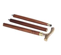 T Head Brass Handle Antique Handmade Wooden Walking Sticks, Wooden Handmade Foldable Walking Stick, Light Weight Strong and Comfortable Best Gift for Men and Women, Safe to Walk