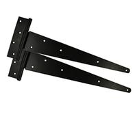 T-Hinge Black Japanned, Metal Tee Hinges with Weather Resistant, Rustproof Powder Coating,T Strap Hinges - Ideal for External Use On Gate Doors, Shed Doors and Barn Doors (Pair) (14" (350mm))