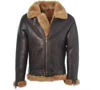 T&I LONDON Ginger York B3 Bomber Mens Real Leather Jacket Sheep Skin Flying Aviator Faux Fur Shearling (5XL)
