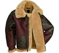 T&I LONDON Ginger York B3 Bomber Mens Real Leather Jacket Sheep Skin Flying Aviator Faux Fur Shearling (4XL)