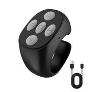 T-iktok Remote Control Ring Wireless Scrolling Ring-style Bluetooth Page Turner Short Video Remote Controller Rechargeable Compatible with i-Phone i-pad Android Black