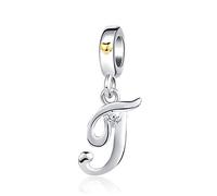 T Initial Letter Name Charms fit Pandora Charms Bracelets Gold Heart Birthday Jewellery Gift for Women Daughter Family