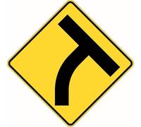 T Intersection Curved Approach Aluminium Class Street Metal Warning Sign Square Sign 12x12 inches