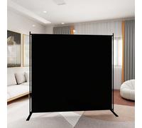 T&Jero 1-Panel Folding Room Divider, 6ft Tall Portable Privacy Screen Wall for Home and Office, Modern Freestanding Partition Separator for Bedroom, Living Room, Studio, 71" Wide x 71" High, Black