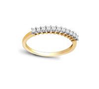 (T) Jewelco London Ladies 9ct Gold 4 Claw Set Round H I1 0.22ct Diamond Dainty 11 Stone Half Eternity Ring 1.5mm - 9R350