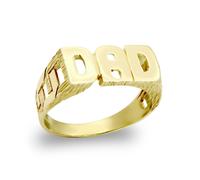 (T) Jewelco London Men's Solid 9ct Yellow Gold Curb Link Sides DAD Ring - JRN126A