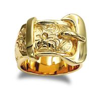 (T) Jewelco London Men's Solid Gold-plated Silver Single Buckle Ring - ARN203-GP