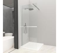 T&K 800x1900 mm Walk in Shower Enclosure Wetroom Shower Screen Panel Chrome Framed, 6mm Tougheded Glass Safety Double-Sided Easy Clean Glass with Telescopic Support Bar