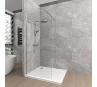 T&K 800x1900mm Walk in Shower Enclosure Wetroom Shower Screen Panel Chrome Framed, 8mm Tougheded Glass Safety Double-Sided Easy Clean Glass with Telescopic Support Bar