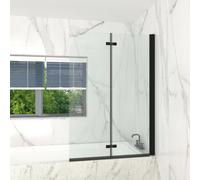 T&k Bath Shower Screen Bifold Shower Panel Black 1000X1400mm 2 Section Folding 5mm Toughened Double-Sided Easy Clean Glass