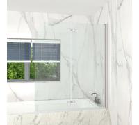T&k Bath Shower Screen Bifold Shower Panel Chrome 1200X1400mm 2 Section Folding 5mm Toughened Double-Sided Easy Clean Glass