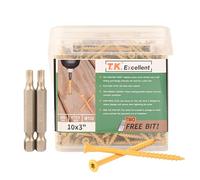 T.K.Excellent Deck Screws 3 Inch, Wood Screws #10 x 3""Rust Resistant, Exterior Epoxy Coated, Outdoor Decking Screws, Torx/Star Drive Head Screw, T25 Star Bit Included, Tan