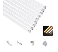 T&K LED Aluminium Profile 9 x 1M Silver V-Shape with Opal Cover, End Caps and Mounting Clips, Aluminium Channel, Anodised Corner Profile for LED Strips and LED Strips