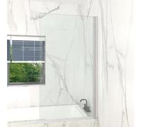 T&K Shower Screen 800x1400mm Pivot Bath Screen Panel Chrome Square Edge 5mm Toughened Double-Sided Easy Clean Glass Bathroom Shower Door