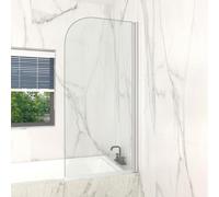 T&K Shower Screen for Bath 70 x 140 cm Chrome Bath Wall Foldable Round Edge 5 mm Tempered Safety Glass on Both Sides Easy to Clean Bath Attachment Shower Enclosure for Bathtub