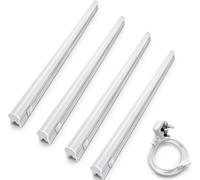 T&K TO-KING 4 Pcs 600mm Connectible Mains with Independent Switch T5 LED Under Cabinet Hard Strip Lighting Bars Hardwired LED Cupboard Light Fixtures 4000K