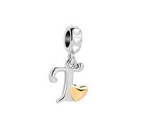 T Letter Name Initial Alphabet Love Heart Pendant CZ Charm Compatible with Pandora Charms Bracelets Jewellery Women Mom Best Friend Birthday
