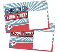 T MARIE 100 Bulk Voter Postcards 4x6” - Your Vote Your Voice, Red, White and Blue Theme With Blank Back for Message to Voters - Encourage Voting In Your State