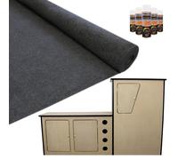 T-Mech 11m2 Van Lining Carpet Super Stretch Kit Anthracite Dark Grey | With Camper Motor Home Kitchen Unit | FREE 5 Heavy Duty Adhesive Glue Spray Cans Grey