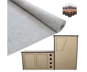T-Mech 11m2 Van Lining Carpet Super Stretch Kit Silver Grey | With Camper Motor Home Kitchen Unit | FREE 5 Heavy Duty Adhesive Glue Spray Cans