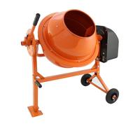T-Mech 70 Litre Electric Cement Mixer 250W Portable Mortar Concrete Mixing Machine with Wheels / 240V 13A UK Plug Orange