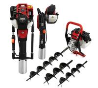T-Mech Earth Auger and Petrol Post Driver Garden Post Hole Digger 52cc 40cc Posts Fence Knocker Driving Picket Fencing Ramming 2-Stroke 4-Stroke