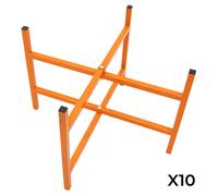 Mortar Spot Board Stand x 10 Heavy Duty 20" 500mm High Powder Coated Steel Box Section Frame Locking Mechanism Adjustable Foldable Design Easy Storage Bricklayers Plastering Holder Fixing Kit Included