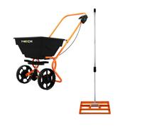 T-mech Rotary Spreader & 50cm Lawn Leveller - Orange