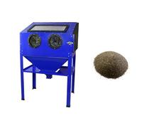 T-Mech Sandblasting Cabinet Sand Blasting Portable Work Station Heavy Duty Abrasive Bead Grit Sandblaster 220L with Aluminium Oxide Blasting 60 Mesh Brown Media (Medium) Bundle