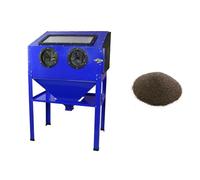 T-Mech Sandblasting Cabinet Sand Blasting Portable Work Station Heavy Duty Abrasive Bead Grit Sandblaster 220L with Aluminium Oxide 80/120 Brown Blasting Media Bundle
