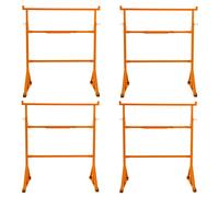Trestle Stand x 4 Heavy Duty Builders Trestles Twin Pack Portable Saw Horse Work Table Bench Adjustable Height 105-185cm Non Slip Feet 200kg Load Capacity Each Powder Coated Steel Tool Tray Hooks