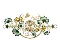 t Metal Wall Clocks, 3D Decorative Silent Wall Clock Designed with Ginkgo Leaves,Battery Operated Non Ticking Creative Quartz Decorative Clock for Home, Kitchen,Office
