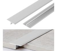 T Molding Floor Transition Strips, Aluminum Flat Divider Strip for Joining Floor Gaps, Laminate Profile Flooring Edge Trim Cover Threshold Strips for Doorways, 3 Pack 90cm × 2cm (Matte Silver)