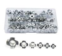 T Nuts, 4 Pronged Tee Nut, Tee Nut, 160 Pcs Four Pronged nut, Suitable for Wooden Furniture, Pipes, Construction, Sheet Metal, Lumber, Climbing Walls (M3 / M4 / M5 / M6 / M8 / M10)