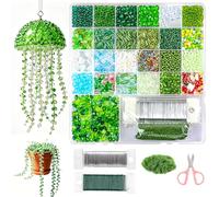 T Outdoors Beaded Plant Kit 5000pcs Green Beads for Crafts Tulip Lily of the Valley Shaped Seed Beads Set Forever Flower Making Supplies Adult DIY Suncatcher Jewelry Making (Wires Incl)