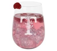 T Personalised Monogram Initial Etched Stemless Gin Glass - Engraved Name Gift for Her or Him - 590ml