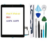 T Phael Black Digitizer Repair Kit for iPad 5 A1474 A1475 A1476,iPad5 iPad Air 1st Touch Screen Digitizer Replacement Assembly -Inc Home Button +Camera Holder+ Pre-Installed Adhesive +Tools Kit