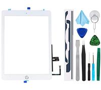 T Phael White Digitizer Repair Kit for iPad 9.7" 2018 iPad 6 6th Gen A1893 A1954 Touch Screen Digitizer Replacement with Home Button + Adhesive + Tools