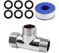 T-Piece 1/2 Inch Stainless Steel - 3-Way Water Distributor with 6 Seals (20 mm) for Drinking Water Connection, Shower, Heating & Household - High Quality T Adapter