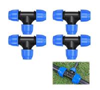 T-Piece PE Pipe Fitting 20 mm x 20 mm x 20 mm Screw Connection PN16 DVGW Drinking Water Certified - Pack of 4, T Piece for Water Pipe for PE80 PE100 Pipes, for Water Supply and Garden Irrigation (4)