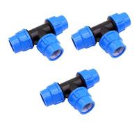 T-Piece PE Pipe Fitting 25 mm x 25 mm x 25 mm Screw Connection PN16 DVGW Drinking Water Certified - Clamp Connector - PP T Piece Coupling Compatible with PE80 PE100 Pipes (Pack of 3)
