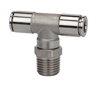 T-plug fitting, rotating, R 1/8 a., for hose outside diameter 6 mm, working pressure max. 15 bar, stainless steel 1.4404