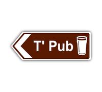 T' Pub British Metal Direction Arrow Street Sign (New - Left pointing, 45x15cm)