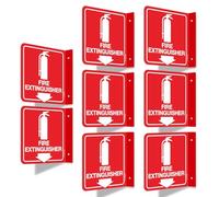 T&R Fire Extinguisher Sign, Fire Extinguisher with Down Arrow - 8 Pack - 6 x 6 Inches Glow-In-The-Dark Acrylic, 2 pre-drilled holes, Includes Matching Screws, Use for Home Office/Business