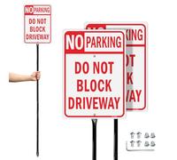 T&R Large No Parking Sign Do Not Block Driveway Sign with 54" Stake, Violators Will Be Prosecuted - 2 Pack - 14"x10" .040 Rust Free Aluminum, Reflective, Waterproof and Fade Resistant, 2 pre-drilled