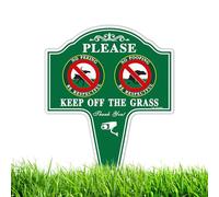 T&R Large No Pooping No Peeing Sign Keep Off The Grass Sign with Stake for Yard - 1 Pack - 14” x 10” Rust Free Heavy Aluminum, UV Protected, Waterproof and Fade Resistant, Easy to Install
