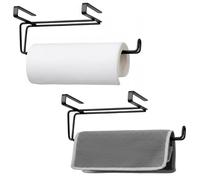 T.R.Sani. Bathroom Paper Towel Holders, Over Cabinet Door Paper Towel Holder, Paper Towel Rack for Shelves Under 0.82" - Stainless Steel, Black, 2 Pack